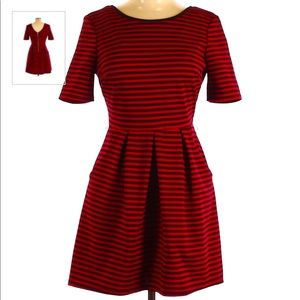 Speechless red stripe A-line dress with pleats size Large